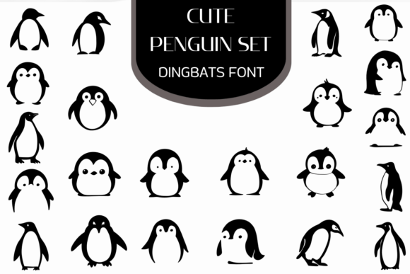 Cute Penguin Set Font for Web Design
