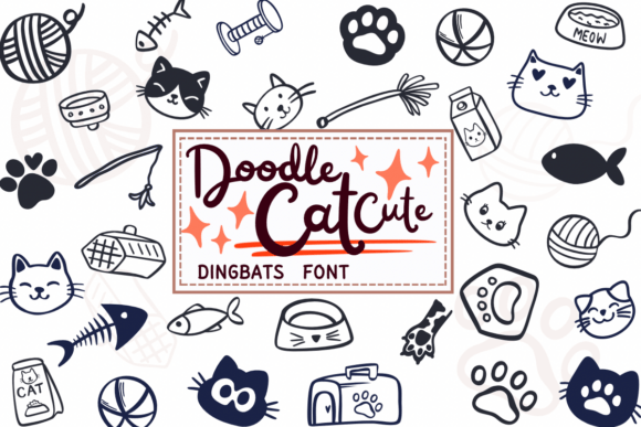 Doodle Cat Cute Dingbats Font for Creative Makers